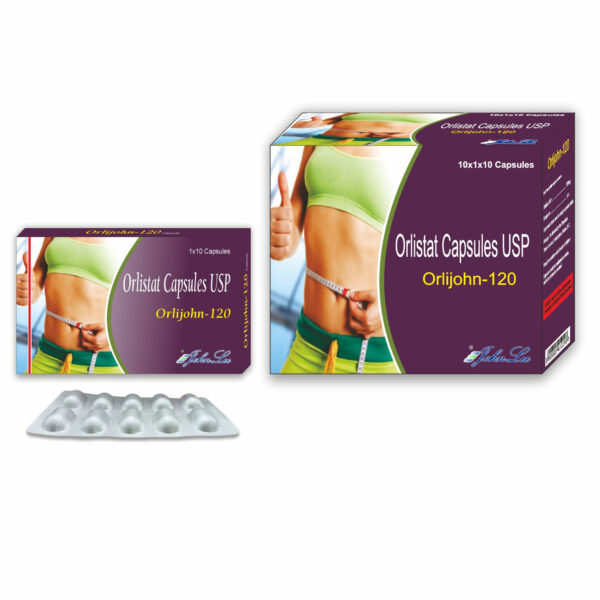 Orlijohn-120 generic orlistat 120 mg capsules pack