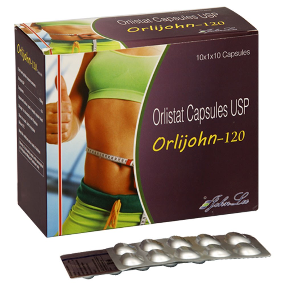 Orlijohn-120 generic orlistat 120 mg capsules box by Johnlee Pharmaceuticals