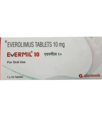 Evermil 10 everolimus 10 mg tablets by Glenmark, 1 x 10 pack