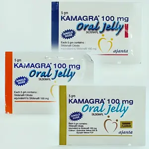 Kamagra Oral Jelly 100 mg sildenafil 5 g sachets by Ajanta in mixed flavours