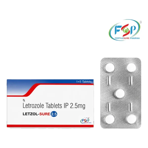 Letzol-Sure 2.5 letrozole 2.5 mg tablets by Fertilesure Pharma, box and blister
