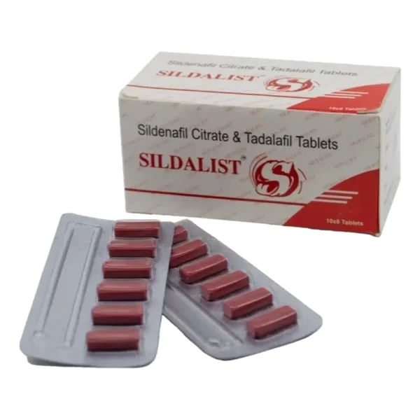 Sildalist sildenafil 100 mg and tadalafil 20 mg tablets, box and blister strips